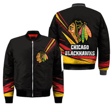 Load image into Gallery viewer, Chicago Blackhawks NHL Black Bomber Jacket Apparel Gift For Fans L2910-07