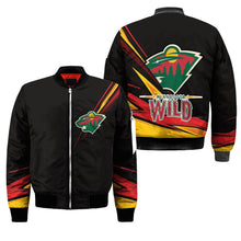 Load image into Gallery viewer, Minnesota Wild NHL Black Bomber Jacket Apparel Gift For Fans L2910-30