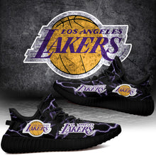 Load image into Gallery viewer, Los Angeles Lakers NBA Like Yeezy Shoes Lightning Black Edition Gift For Fans T0811-V08-17