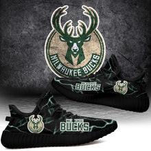 Load image into Gallery viewer, Milwaukee Bucks NBA Like Yeezy Shoes Lightning Black Edition Gift For Fans T0811-V08-14