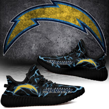 Load image into Gallery viewer, Los Angeles Chargers NFL Like Yeezy Shoes Lightning Black Edition Gift For Fans T0811-V08-17